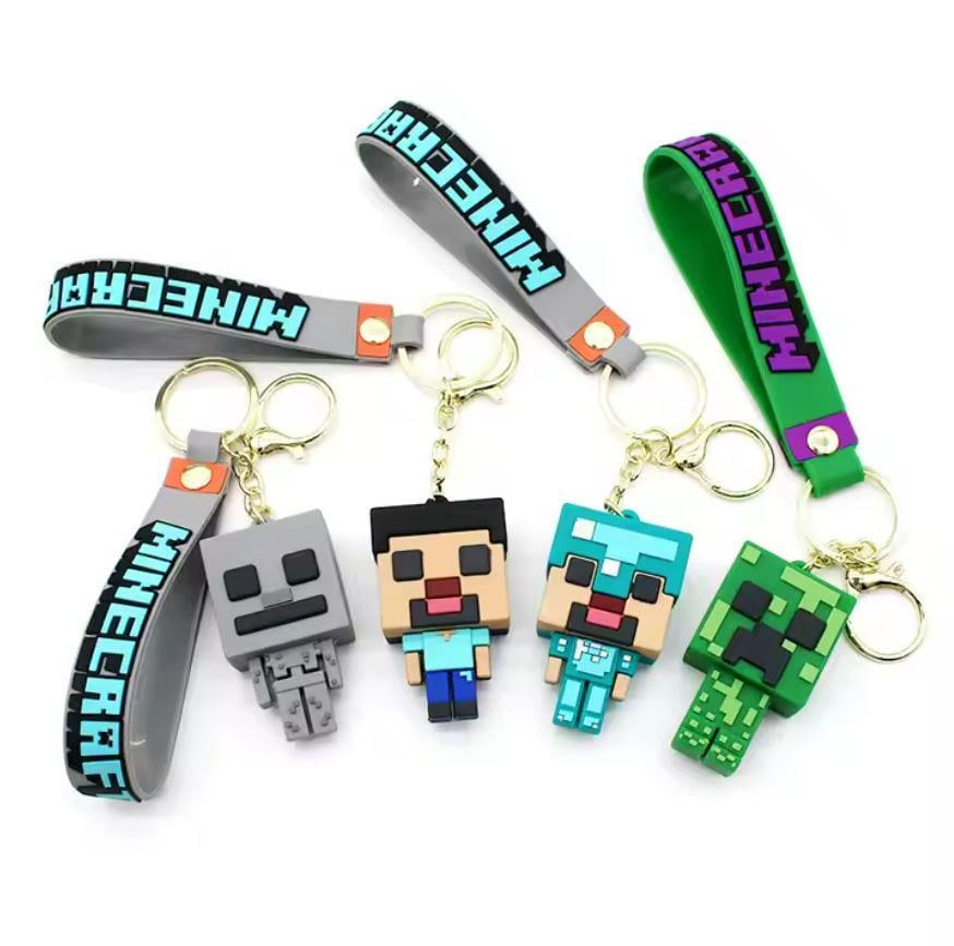 Набор брелок Minecraft 4в1 3D Крипер/Стив/Стов в алмазной броне и Скелет для ключей