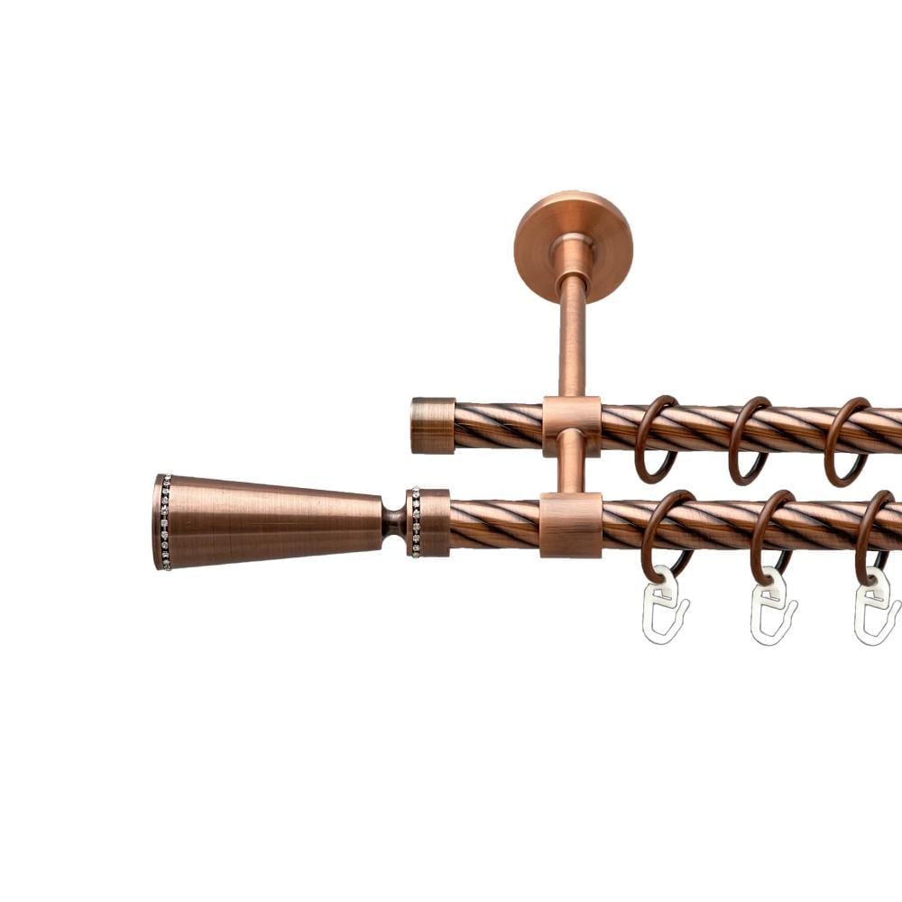 Карниз металлический Orvit Меркурия двухрядный закрытый/скрученная труба/кольцо металлическое Медь 16/16 мм 160 см (00-00025327)