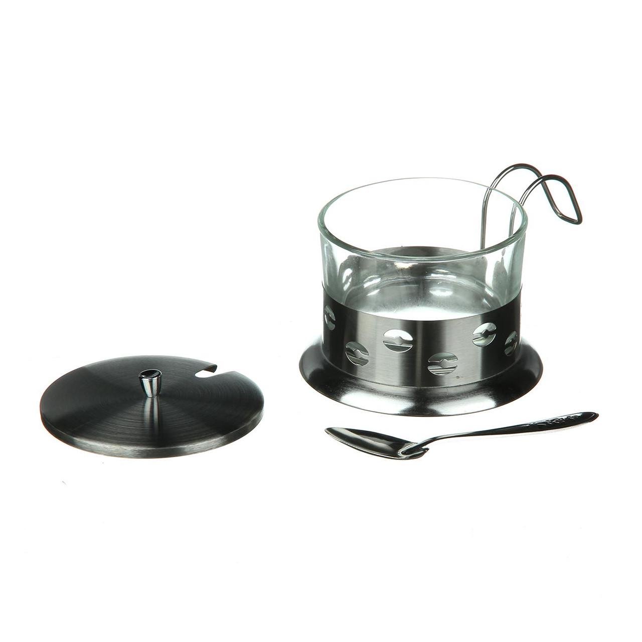 Сахарница стеклянная с ложкой - фото 2