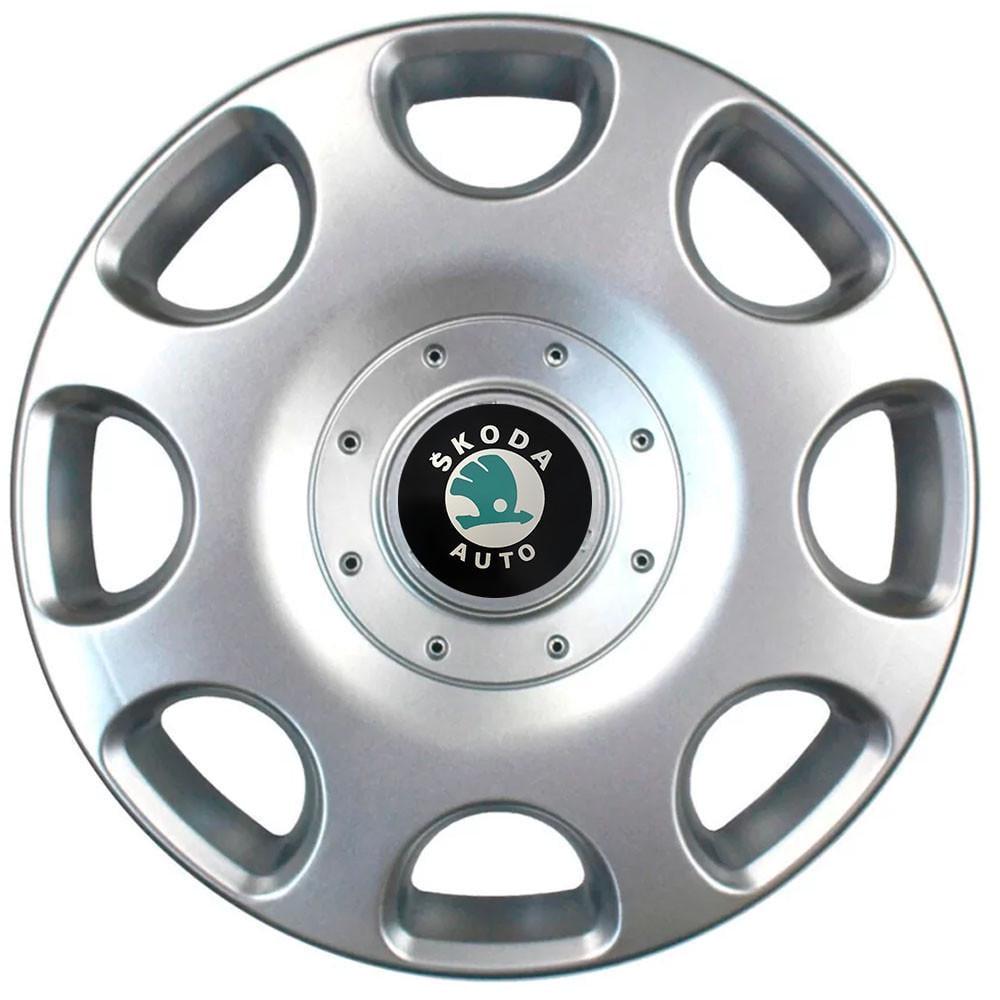 Колпаки R14 Skoda зеленая 208 SJS 4 шт. Серебряный (2654555390)