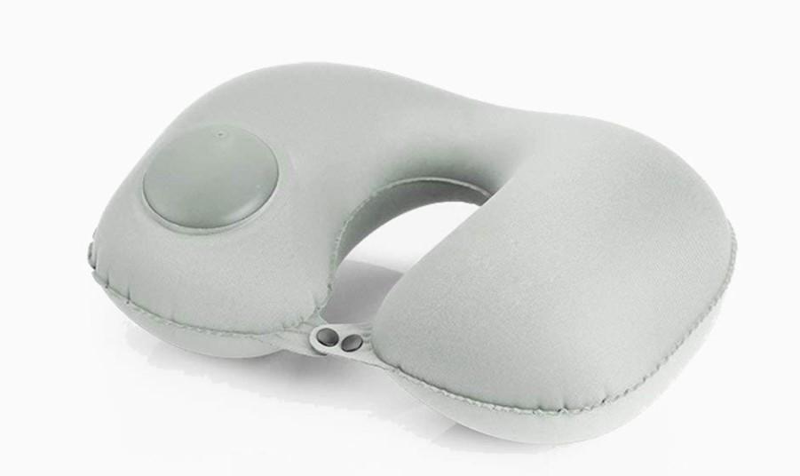 Подушка надувная Travel Neck Pillow под шею со встроенным насосом Серый (7275421)