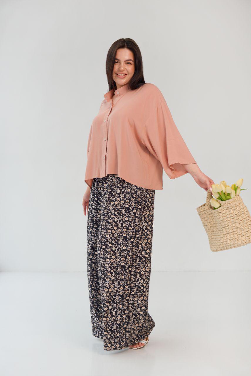 Рубашка хлопковая женская широкого покроя р. 48-50 Персиковый (14-5228 26) - фото 4 Рубашка хлопковая женская широкого покроя р. 48-50 Персиковый (14-5228 26) - фото 4