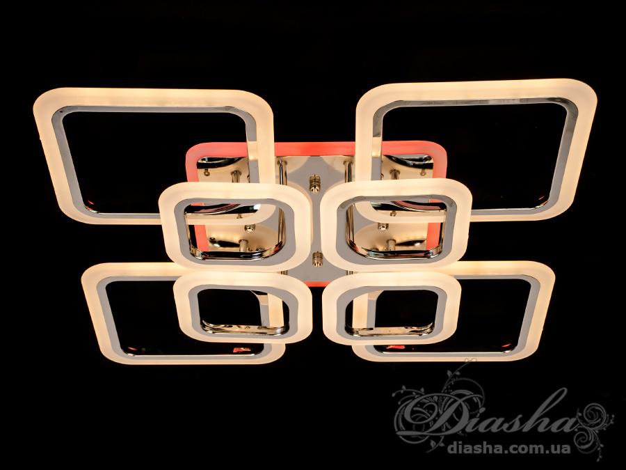 Люстра стельова LED підсвічування/димер/пульт 145W Хром (A8060/4+4HR 3col dim) - фото 4 Люстра стельова LED підсвічування/димер/пульт 145W Хром (A8060/4+4HR 3col dim) - фото 4