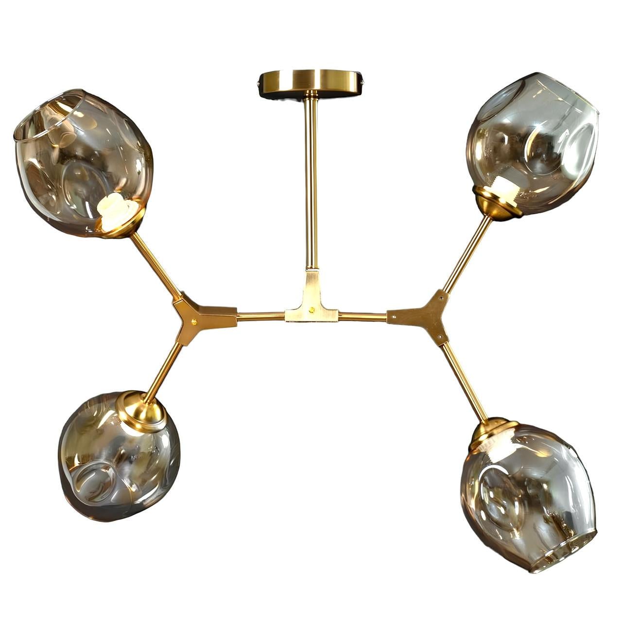 Люстра Svet на четыре стеклянных плафона под лампы Е27 Золотой (DW-006-4 BE)