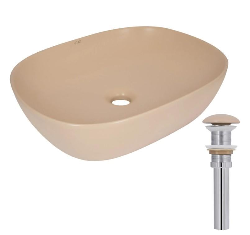 Раковина накладная прямоугольная Qtap Aquarius с донным клапаном Beige (QTAQA188SB49781)
