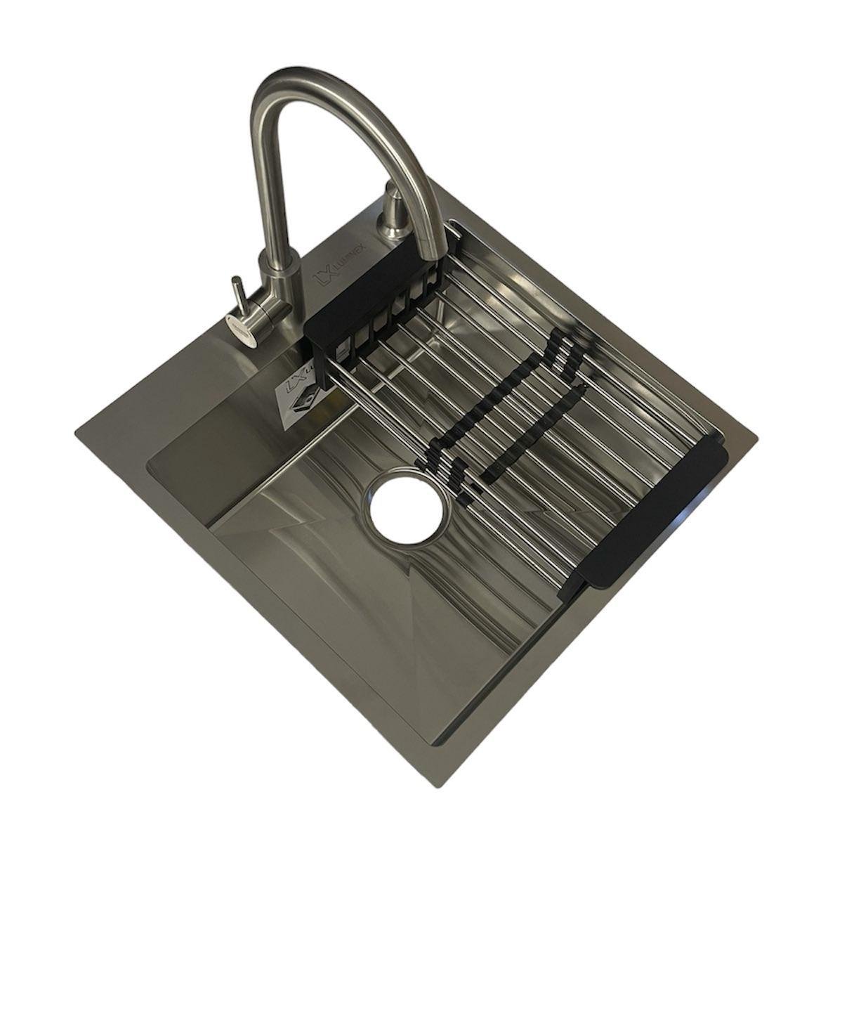 Мойка Luminex 5050 из нержавеющей стали и кран для кухни Kroner KRP Edelstahl Klassisch ESG035 Серый