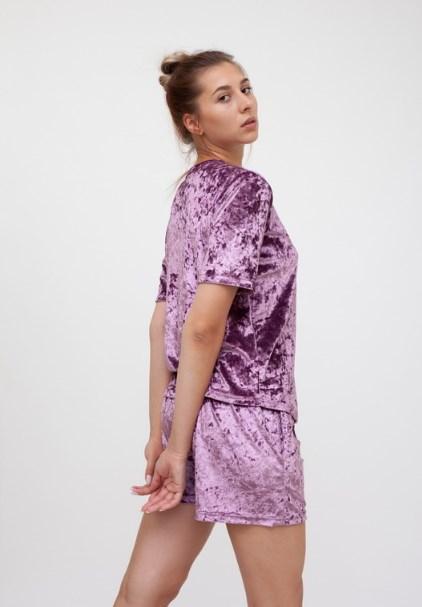 Шорты женские стильные велюр Vivioji L Пурпурный (12872)