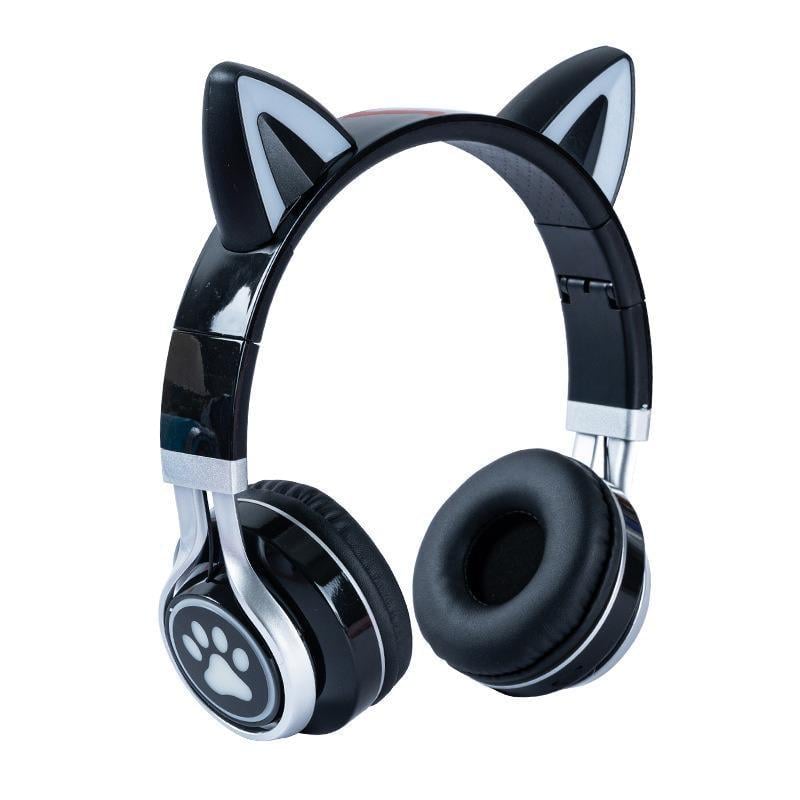 Наушники детские беспроводные Кошачьи Ушки 15ME с подсветкой Black (d5adc24f)