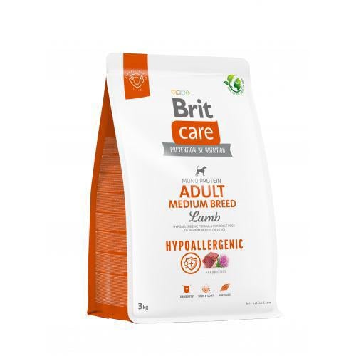 Корм для собак сухой Brit Care Dog Hypoallergenic Medium Breed средних гипоаллергенных пород с ягненком 3 кг