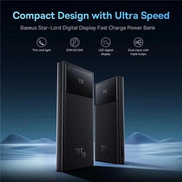 Повербанк BASEUS Star Lord 10000 mAh 22,5 W із швидкою зарядкою QC3.0+PD3.0 Black (PPXJ100001) - фото 2