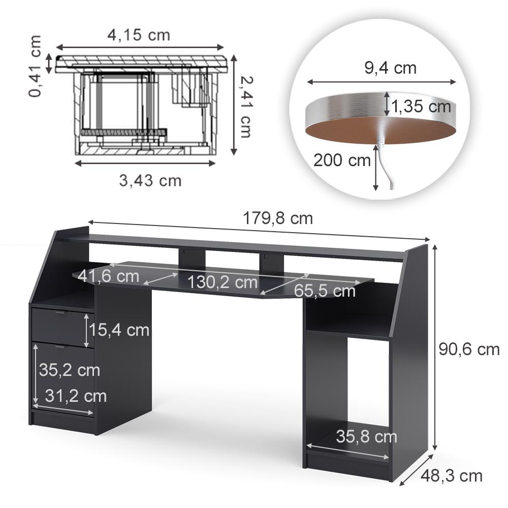 Геймерський стіл з зарядкою QI і USB Vicco Joel Big Чорний - фото 3 Геймерський стіл з зарядкою QI і USB Vicco Joel Big Чорний - фото 3