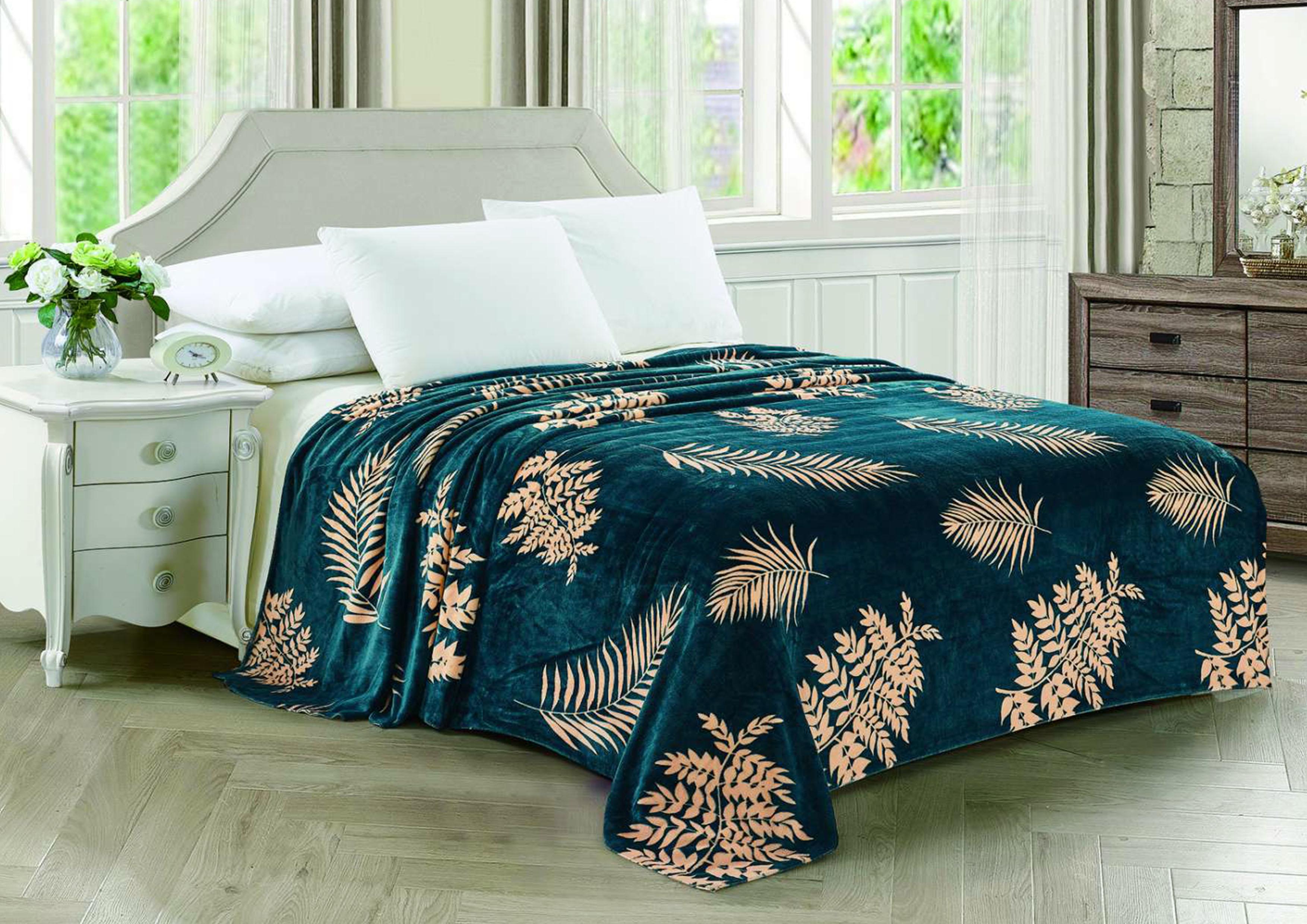 Плед из микрофибры Велсофт Листья папоротника 200х220 см (15013357)