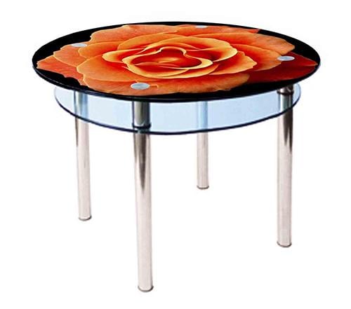 Обеденный стол Glass Antonik КС-3 900х900х750 мм с фотопечатью №3 Оранжевый (3581000303)