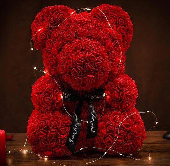 Мишка из искусственных роз с подсветкой 25 см Красный (2104618448) - фото 4 Мишка из искусственных роз с подсветкой 25 см Красный (2104618448) - фото 4