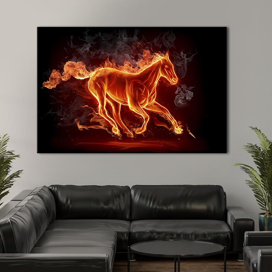 Картина на холсте Огненная лошадь 51x34 см (133-1)