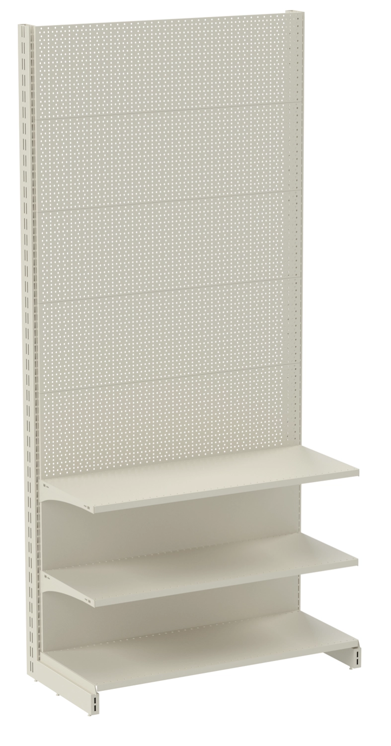 Стеллаж перфорированный металлический 2235х665х400 мм на 3 полки Кремово-белый (03-665-32) Стеллаж перфорированный металлический 2235х665х400 мм на 3 полки Кремово-белый (03-665-32)