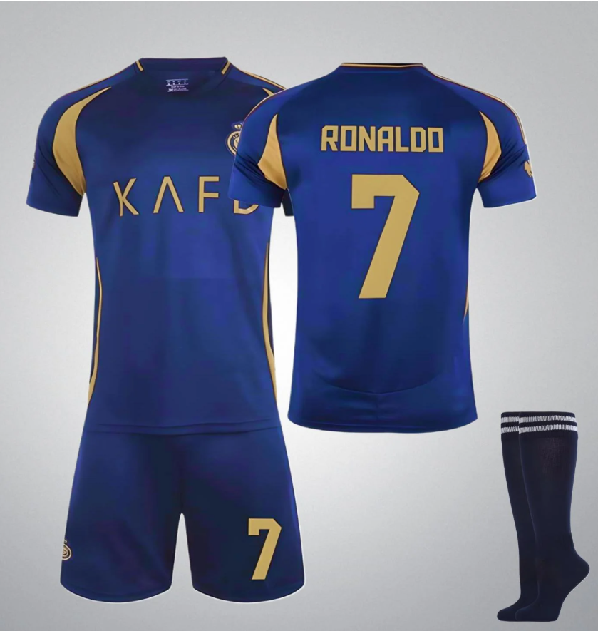 Форма футбольная детская Ronaldo 7 Al-Nasr 24/25 р. 30 150-160 см с гетрами р. 34-38 Синий с золотым (24368755)