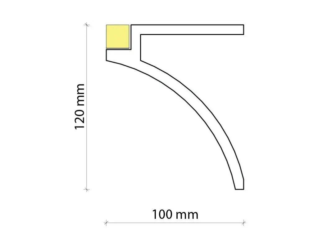 Плинтус потолочный полиуретановый Tesori для LED освещения 120x100x2000 мм (KF 802) - фото 2