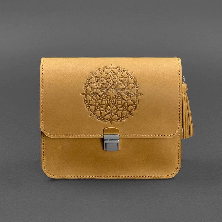 Бохо-сумка кожаная женская Лилу Crazy Horse Желтый (A-027166)