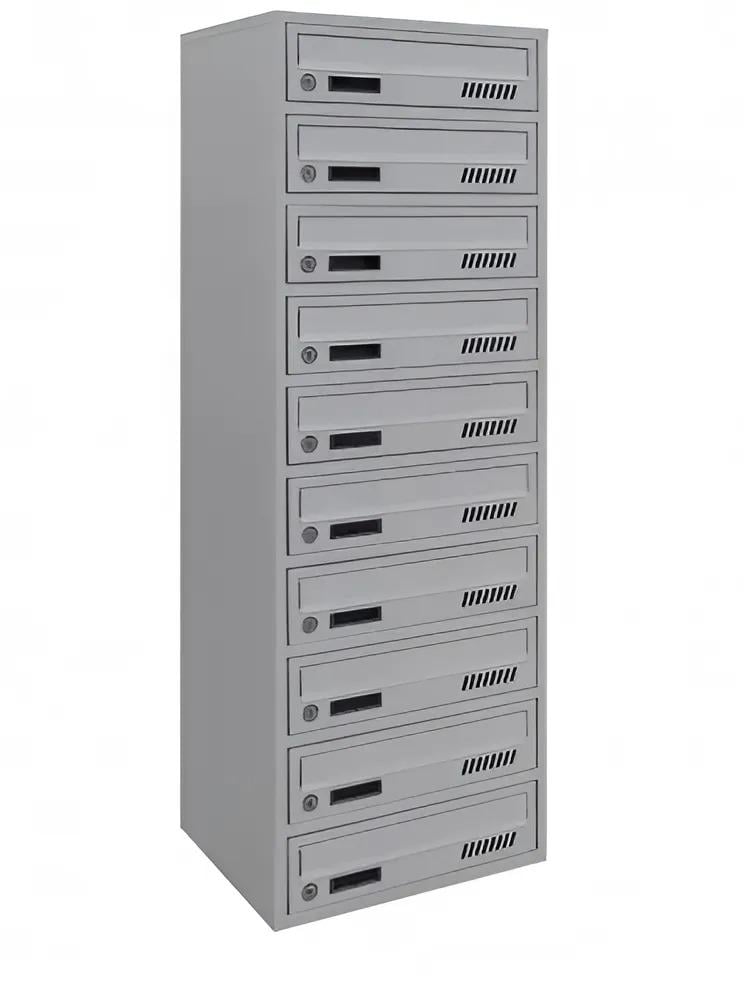 Ящик почтовый многосекционный Галіндустрія E2-10-А из металла на 10 квартир с замком и ключами 390х250х1115 мм Серый (124-119-000004707)