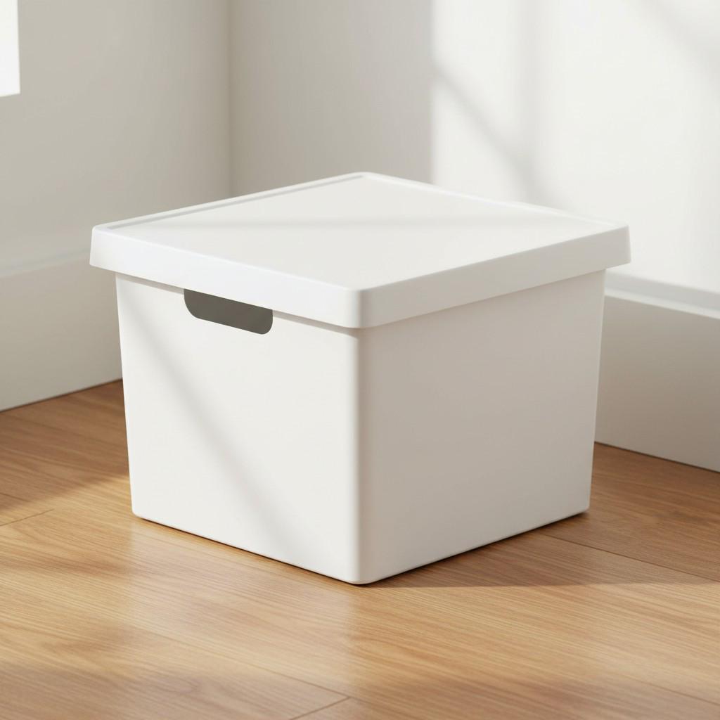 Корзина с крышкой и ручками пластиковая 17 л Белая (068-WHITE)