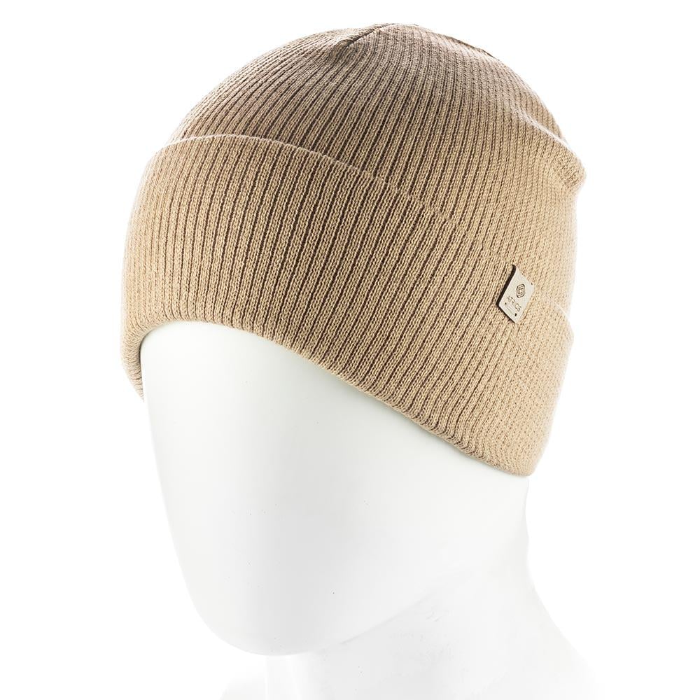 Шапка мужская двойная хлопковая Atrics MH902 с регулируемым отворотом и кожаной эмблемой Койот