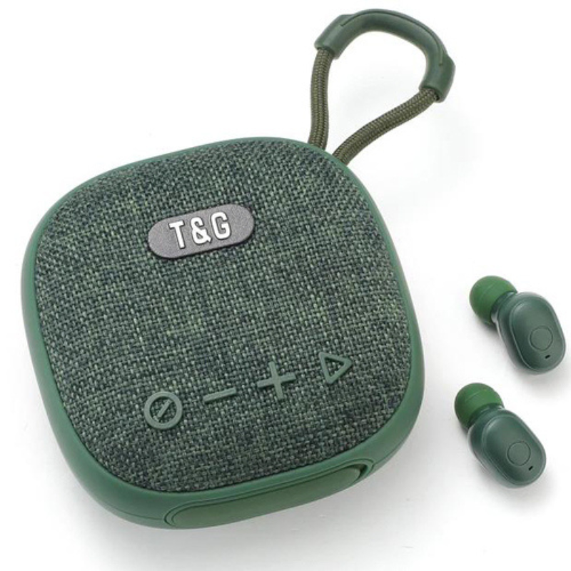 Портативна колонка T&G TG-813 Bluetooth із навушниками Green (tf7253)