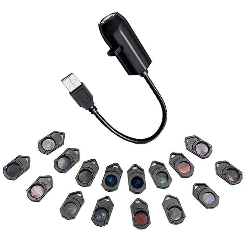 Нічник USB-проєктор і 16 зміннихслайдів Планети Космос (N-USB-16)