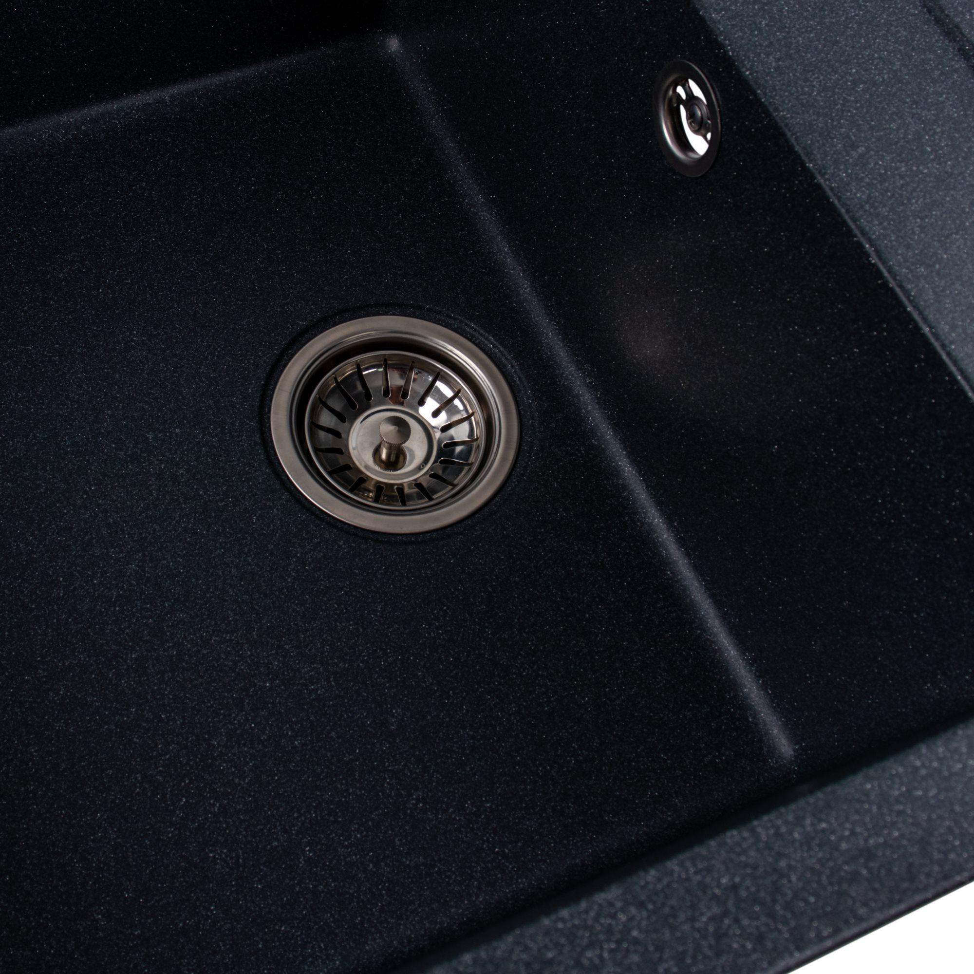 Мийка гранітна для кухні Valeso 7950 Selena матова Антрацит - фото 3 Мийка гранітна для кухні Valeso 7950 Selena матова Антрацит - фото 3