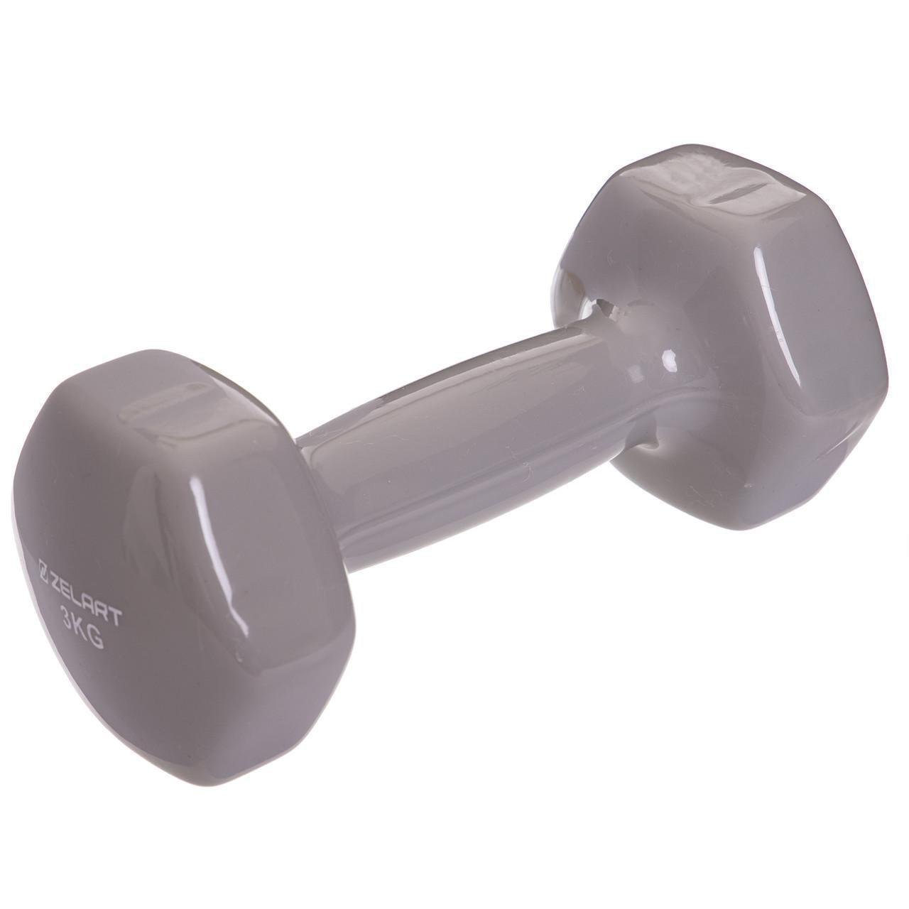 Гантелі для фітнесу з вініловим покриттям Zelart TA-2777-3 1 шт. 3 кг Гантелі для фітнесу з вініловим покриттям Zelart TA-2777-3 1 шт. 3 кг