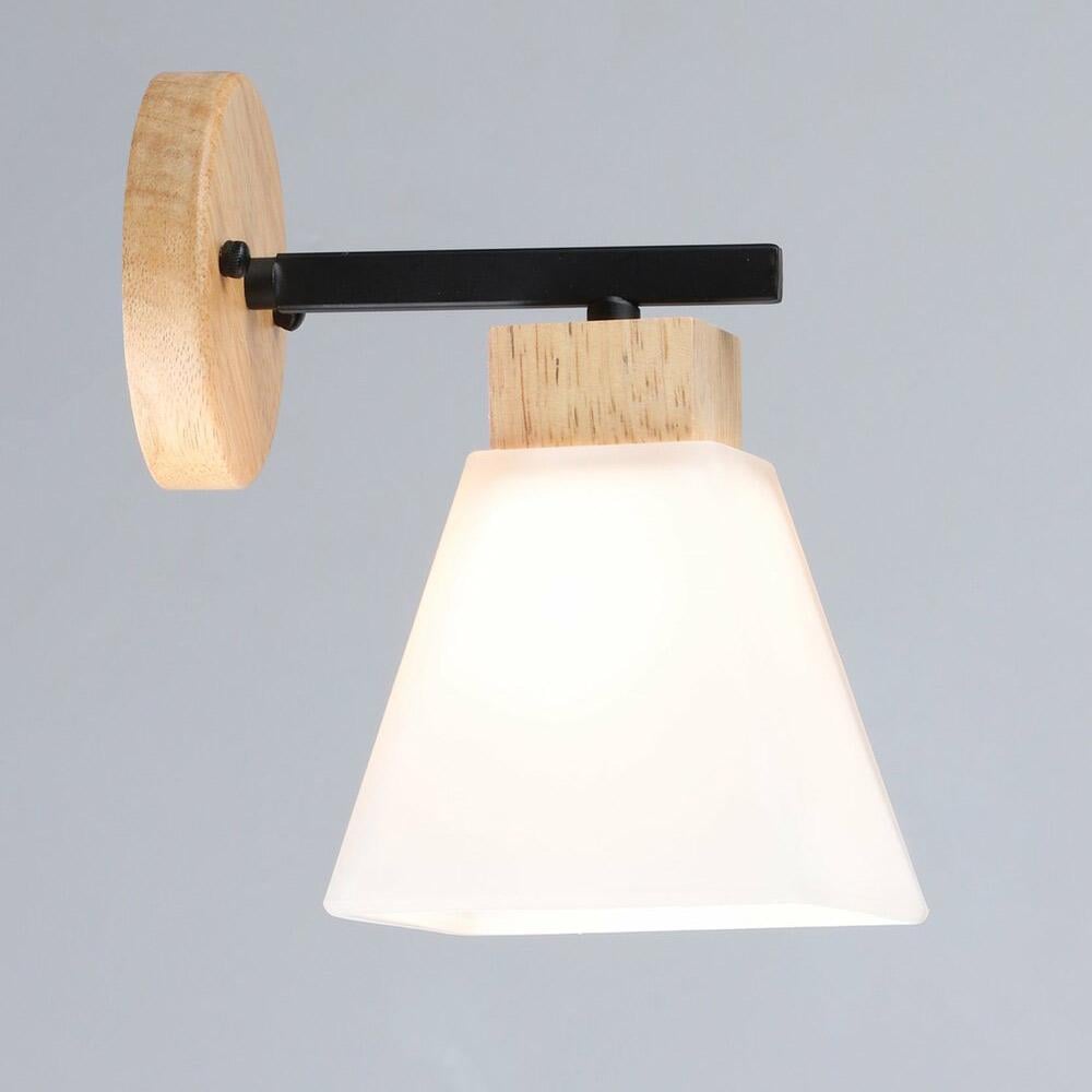 Светильник настенный Light House SRS-20367/1W BK/WOOD плафон дерево/белый Черный