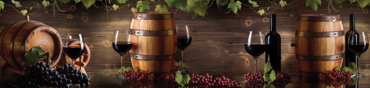 Наклейка виниловая на кухню Zatarga Виноград и винные бочки 600х2500 мм Коричневый (1227693715)