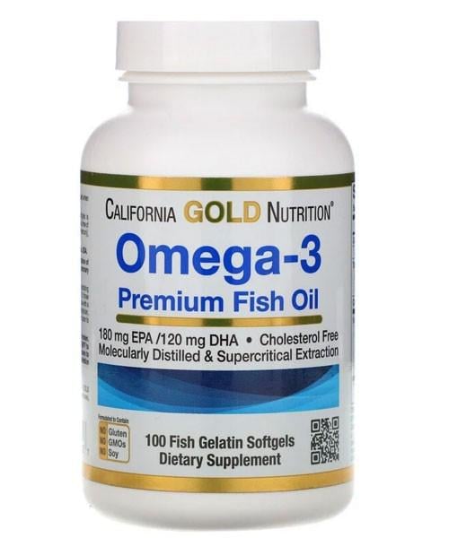 Жирні кислоти California Gold Nutrition Омега-3 риб'ячий жир 100 желатинових капсул