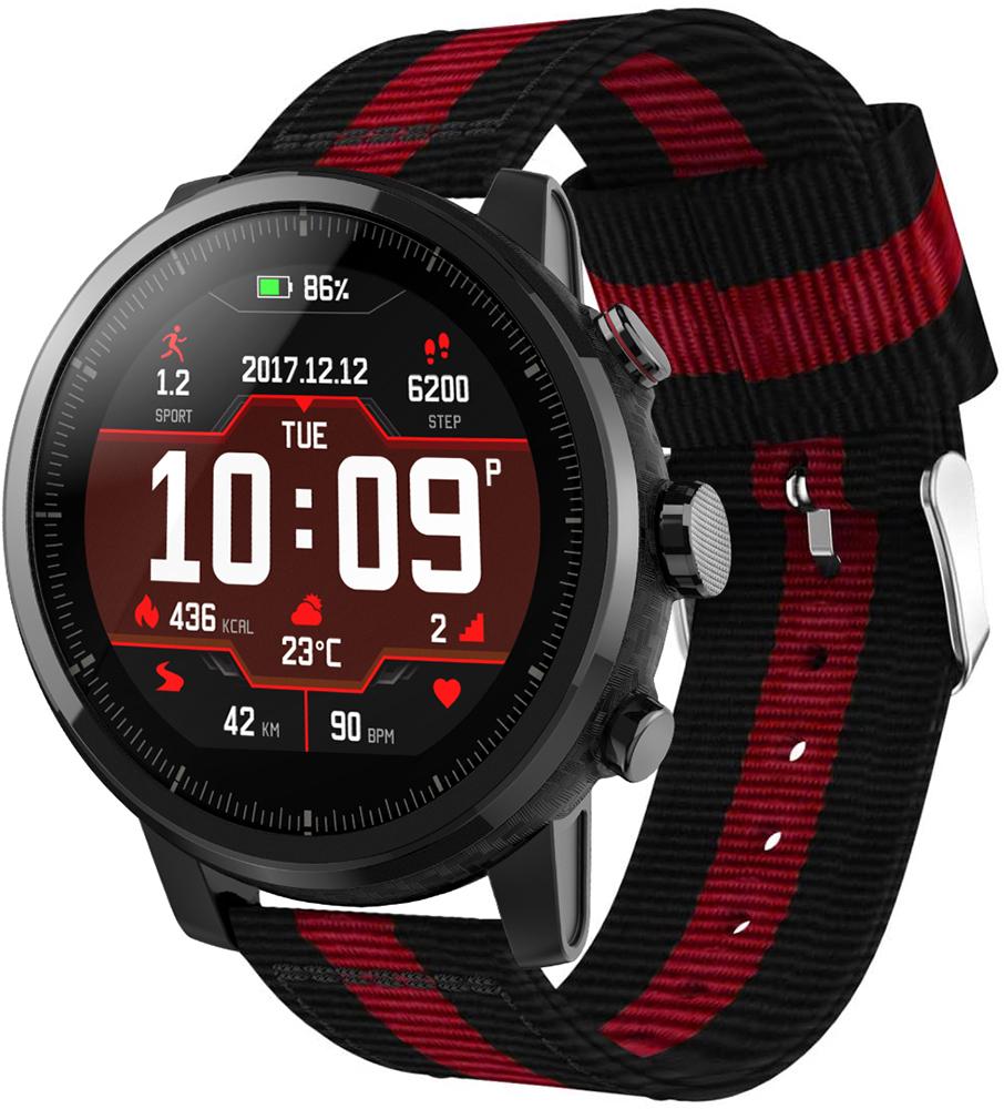 Ремешок тканевый Canvas для Amazfit Stratos Black/Red (19667)