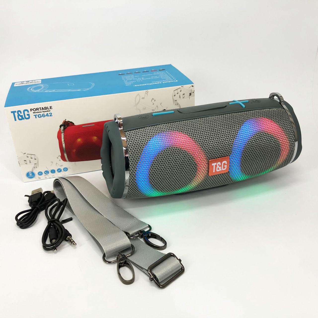 Портативна колонка з RGB підсвічуванням та ремінцем Сірий (TG642) - фото 13