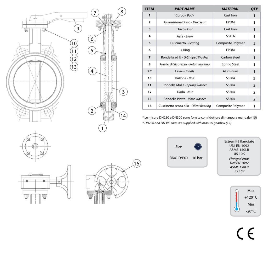 Засувка типу Батерфляй IVR DN100 4'' PN16 міжфланцева - фото 3 Засувка типу Батерфляй IVR DN100 4'' PN16 міжфланцева - фото 3