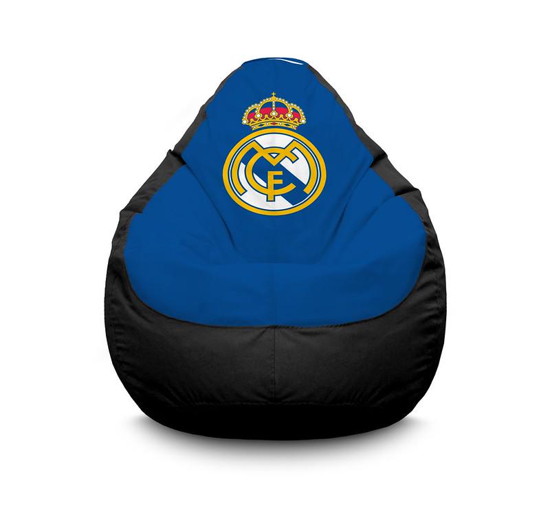 Кресло мешок iPuff Football Real Madrid FC Black Оксфорд XXXL 100х135 см Черный