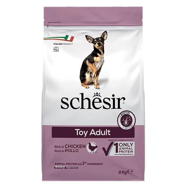 Корм сухой для взрослых собак Schesir Dry Dog Toy Chicken монопротеиновый мини пород с курицей 2 кг (ШСВТК2)