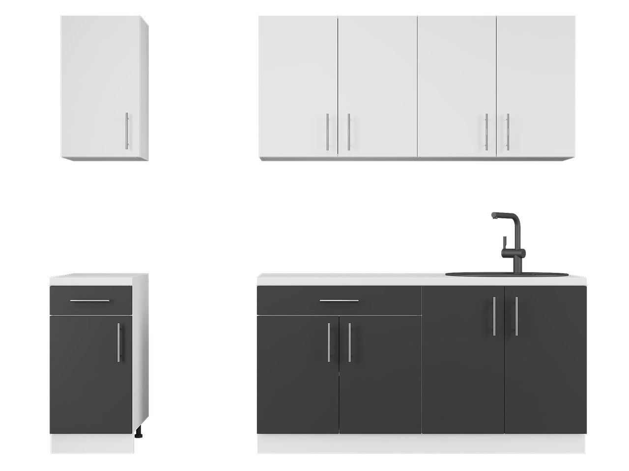 Комплект кухни К-3 Эверест Оптима без столешницы 2,5 м Белый/Антрацит (ЕК-26014) - фото 3 Комплект кухни К-3 Эверест Оптима без столешницы 2,5 м Белый/Антрацит (ЕК-26014) - фото 3