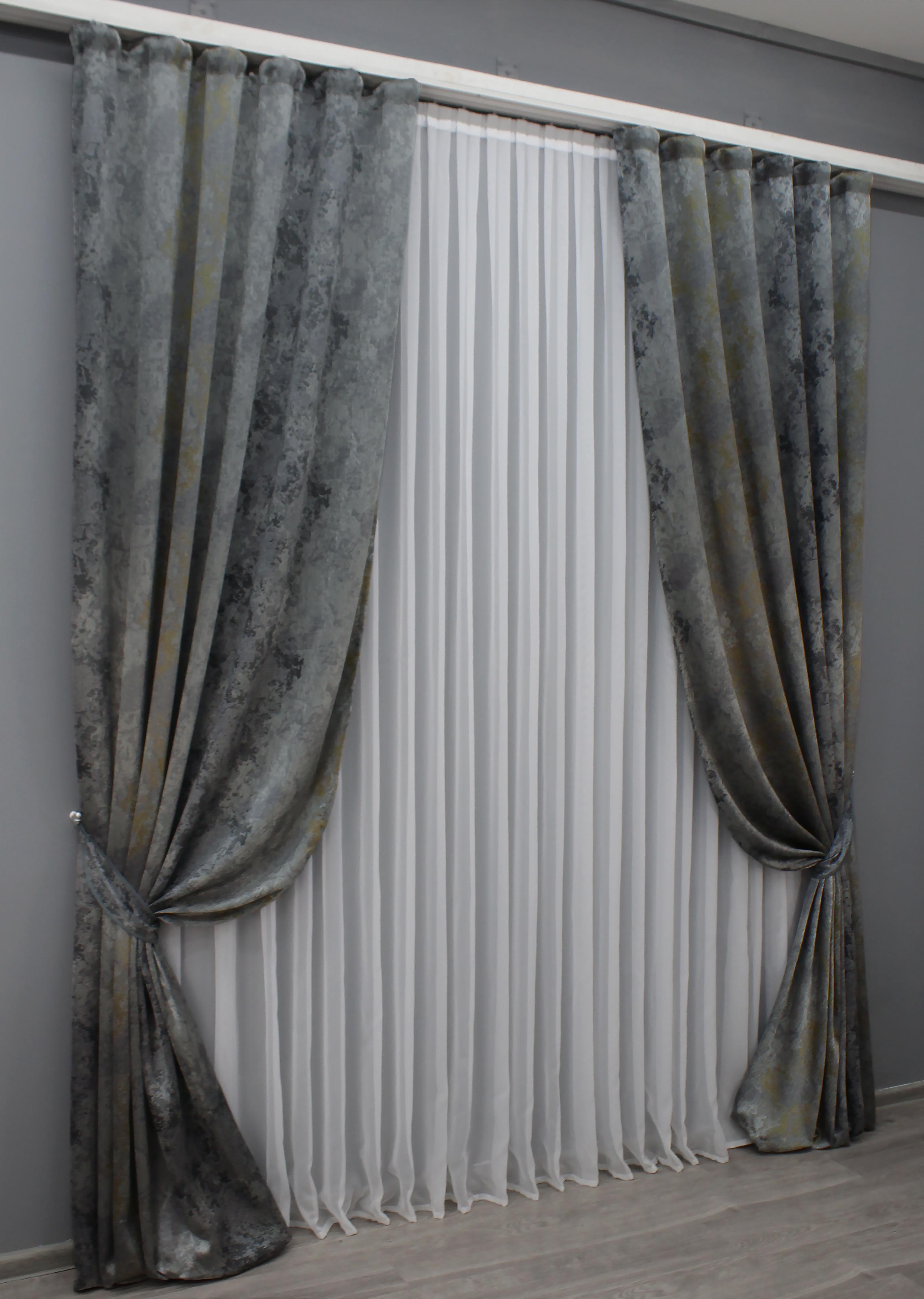 Комплект готовых штор VR-Textil Мрамор Al-7 № 1471ш 150х290 см 2 шт. Серый/Золотистый (33-0325) - фото 3 Комплект готовых штор VR-Textil Мрамор Al-7 № 1471ш 150х290 см 2 шт. Серый/Золотистый (33-0325) - фото 3