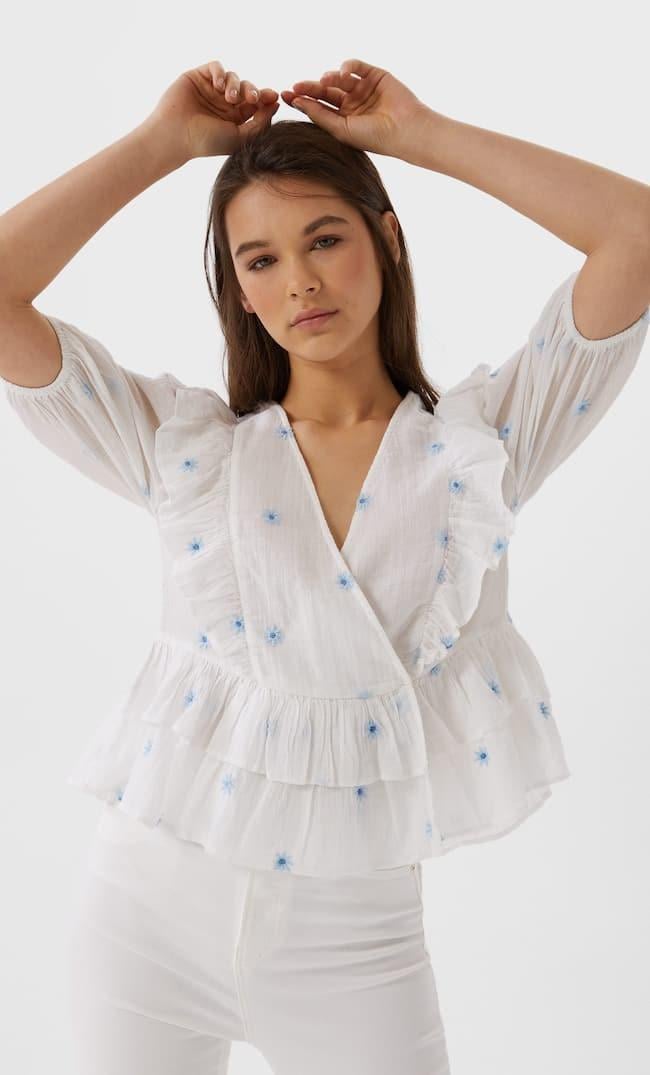 Блуза Stradivarius 9346 L Білий (46) - фото 4 Блуза Stradivarius 9346 L Білий (46) - фото 4