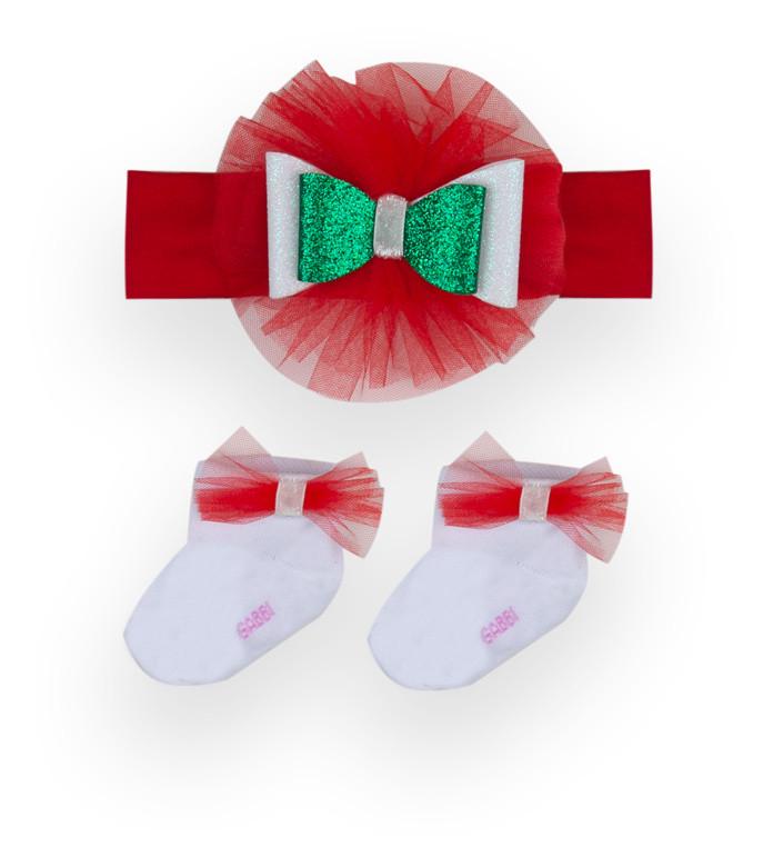Ободок детский с носками Gabbi КТ-21-103-2 Новый год для девочки 0-6 мес. (13099)