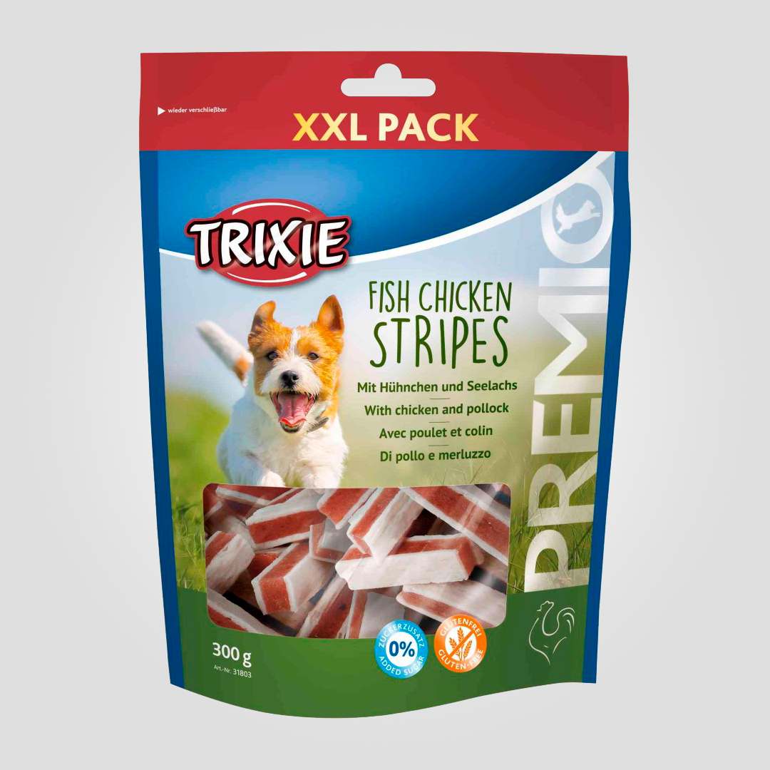 Лакомство для собак Trixie Premio Fish Chicken Stripes XXL палочки с курицей и лососем 300 г (20505456)