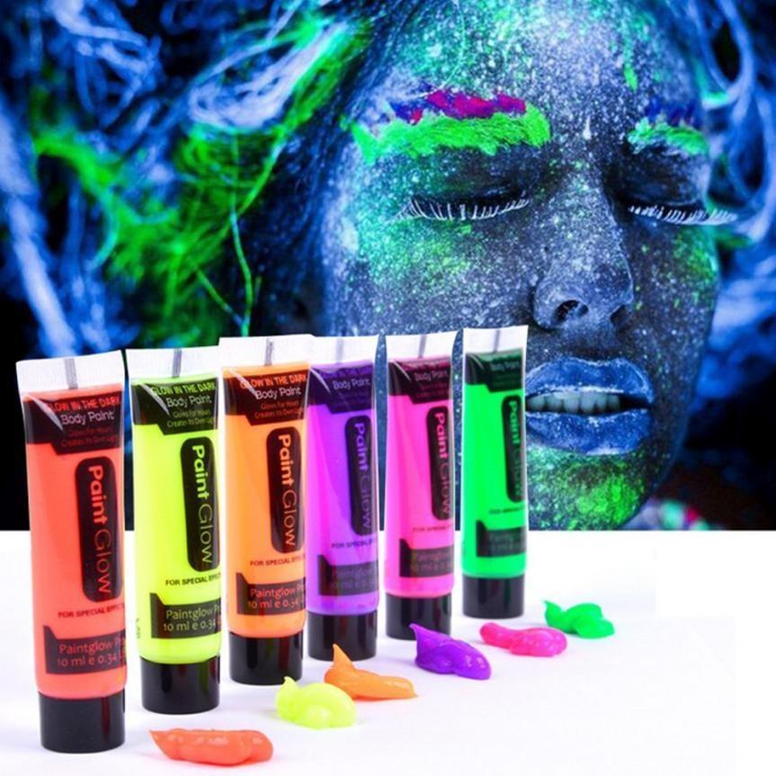 Грим для обличчя Paint Glow неоновий 6 кольорів по 10 мл - фото 3