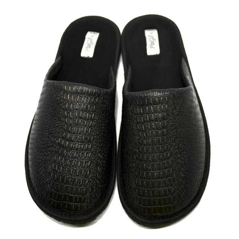 Тапочки домашние PaGo Питон эко-кожа 43 Черный