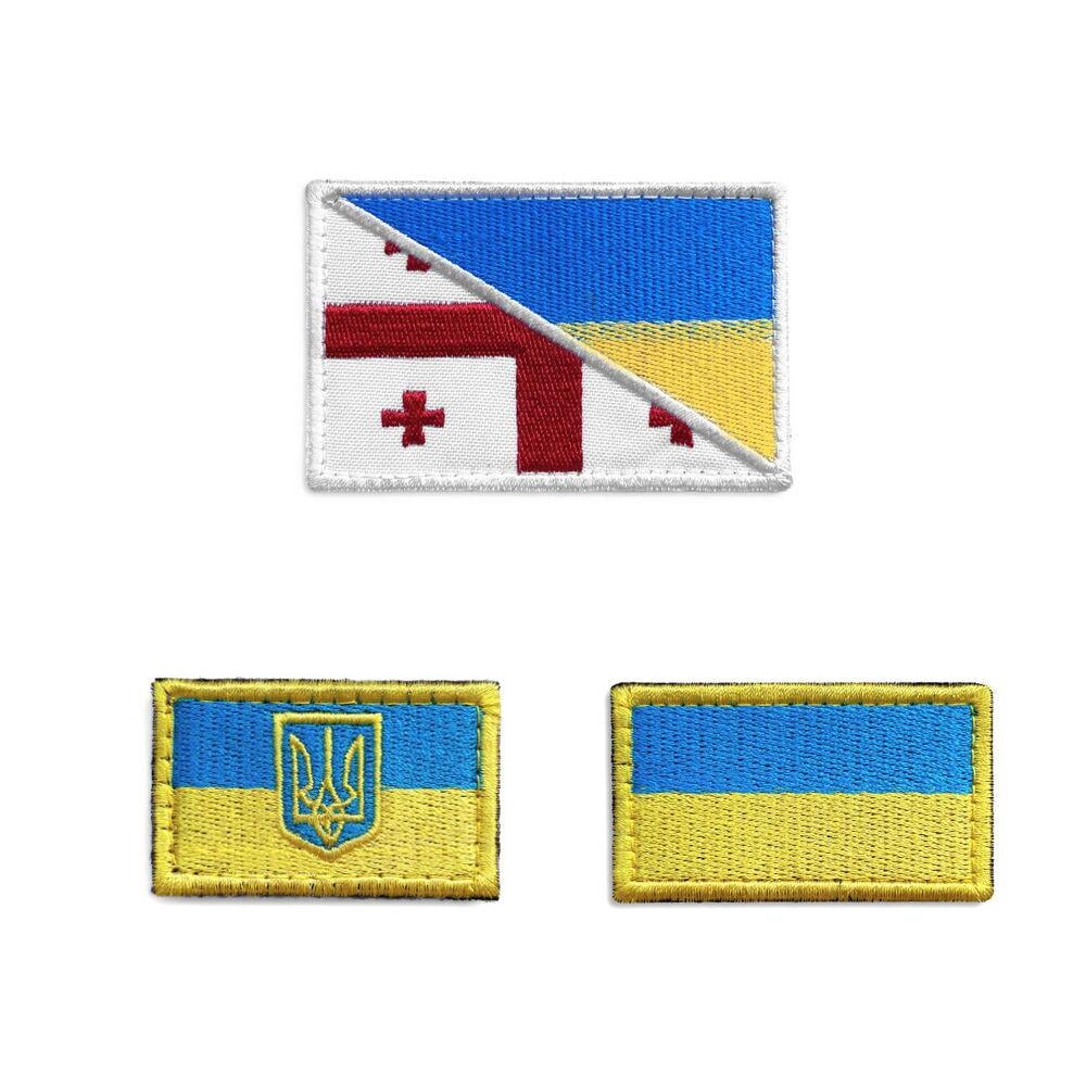 Набір шевронів на липучці Прапор України та Грузії 3 шт. (19961)