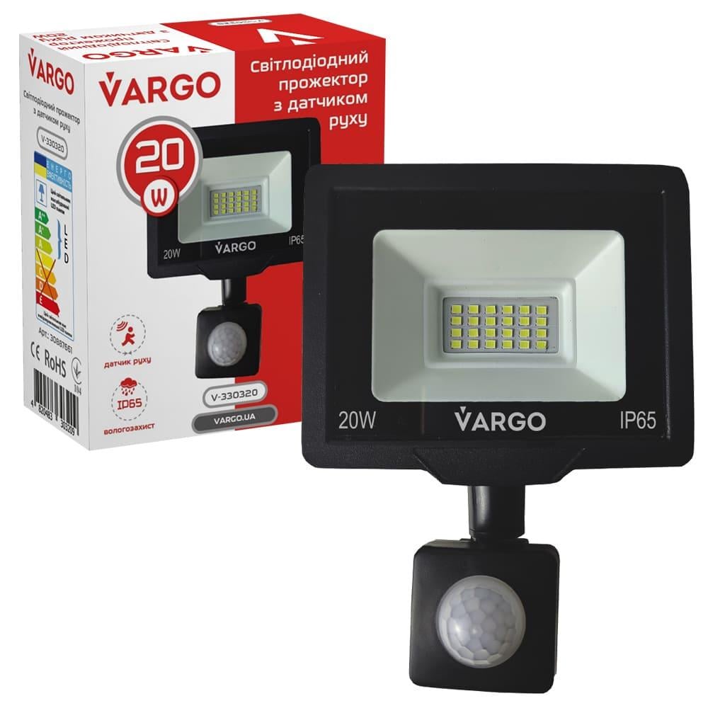 Прожектор LED VARGO с датчиком движения 20W 220V 6500K (V-330320) - фото 1