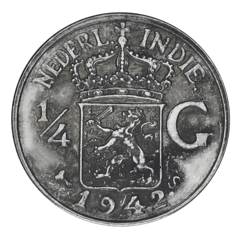 Коллекционная монета Нидерландская Индия 1/4 гульдена 1942 F-VF Ag 720 3,18 г (М22127)