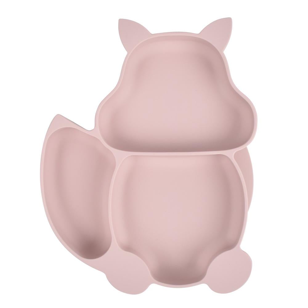 Тарелка силиконовая секционная на присоске с приборами Белочка Светло-сиренивый - фото 2