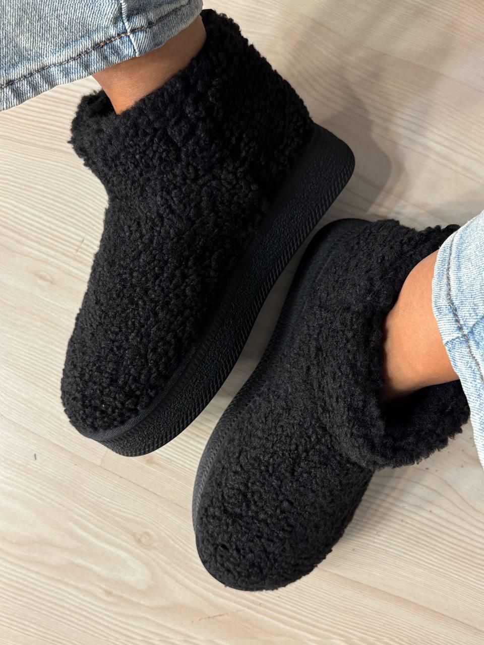 Угги женские Hengji 37-1 с мехом тедди на платформе р. 36 Черный (4970) - фото 2